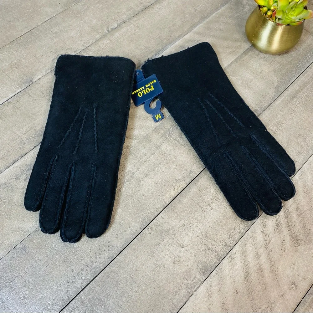 Polo Ralph Lauren Sheepskin Gloves Touchscreen Compatible Size M New